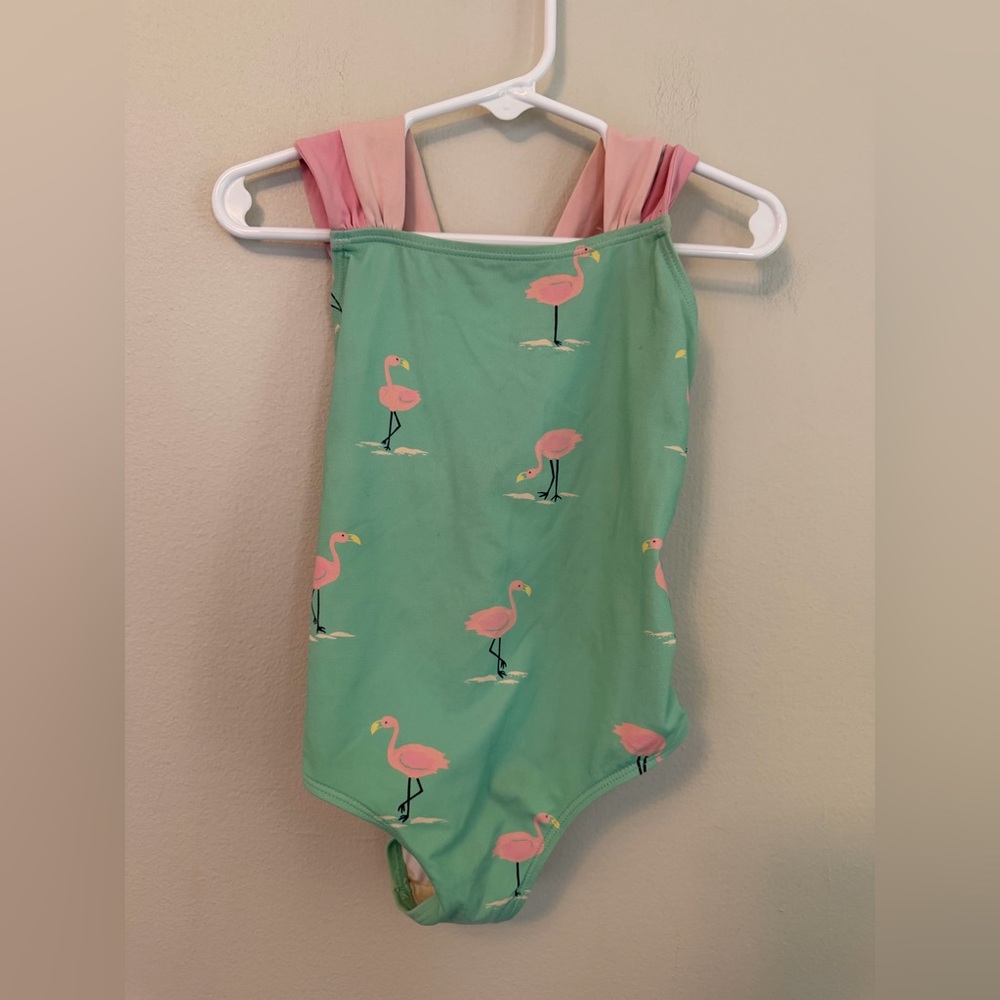 The Beaufort Bonnet Company Green Flamingo Print Swimsuit